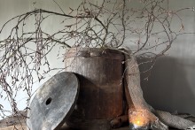 Oude houten ton met deksel Nr 4